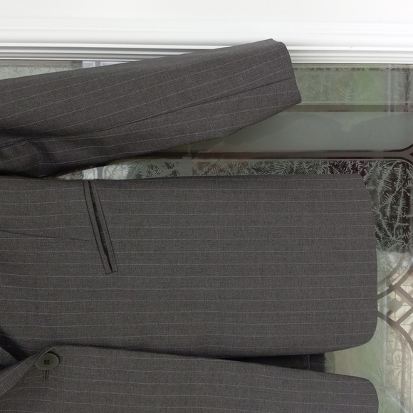 Lafayette NewYork148 Grey+Sl.Blue Pinstripe Women's Blazer 100%Wool Size4P Excel - Picture 4 of 14